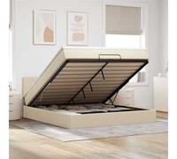 Cadre de lit ottoman avec matelas crème 180x200 cm tissu 3311482
