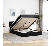 Vidaxl Cadre De Lit Ottoman Avec Matelas Noir 140x200 Cm Velours Noir