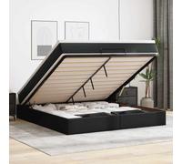 vidaXL Cadre de lit Ottoman avec Matelas Noir 160x200 cm Similicuir, Cadre de lit avec Rangement, Cadre de lit avec Rangement sous Le lit, Cadre de lit de Rangement Ottoman