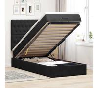 vidaXL Cadre de lit Ottoman avec Matelas Noir 90x190 cm Velours, Cadre de lit, Cadre de lit rembourré, Cadre de lit Ottoman Simple