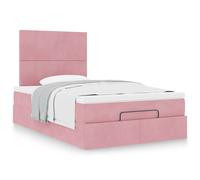 Vidaxl Cadre De Lit Ottoman Avec Matelas Rose 120x190 Cm Velours Rose
