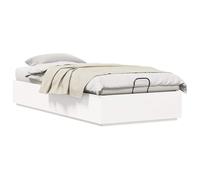 vidaXL Cadre de lit Ottoman Blanc 90 x 200 cm Pin Massif, Lit Coffre hydraulique Moderne, Meuble de Rangement spacieux, Design rectangulaire en pin pour Organiser Votre Chambre