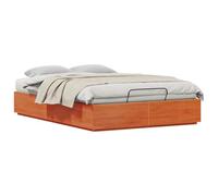 vidaXL Cadre de lit Ottoman Brun Ciré 120 x 190 cm Pin Massif, Cadre de lit Ottoman rectangulaire Moderne, Bois de pin, Design à Levage hydraulique, Meuble Pratique pour la Chambre