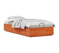vidaXL Cadre de lit Ottoman Brun Ciré 75 x 190 cm Pin Massif, Cadre de lit Ottoman rectangulaire Moderne, Bois de pin, Design à Levage hydraulique, Meuble Pratique pour la Chambre