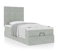 vidaXL Cadre de lit ottoman et matelas gris clair 100x200 cm velours