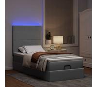 vidaXL Cadre de lit ottoman et matelas gris clair 90x190 cm tissu