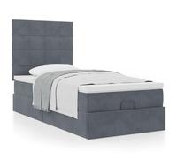 vidaXL Cadre de lit Ottoman et Matelas Gris foncé 90x200 cm Velours, Cadre de lit, Cadre de lit rembourré, Cadre de lit Ottoman Simple
