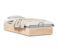 vidaXL Cadre de lit Ottoman Naturel 90 x 190 cm Pin Massif, Lit Coffre hydraulique Moderne, Meuble de Rangement spacieux, Design rectangulaire en pin pour Organiser Votre Chambre