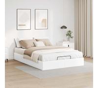 vidaXL Cadre de lit Ottoman sans Matelas Blanc 140x190 cm Similicuir, Cadre de lit, Cadre de lit rembourré, Cadre de lit Ottoman Double