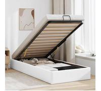 vidaXL Cadre de lit ottoman 3310780 90x200 cm similicuir rembourré sans matelas blanc