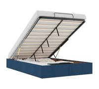 vidaXL Cadre de lit Ottoman sans Matelas Bleu 120x200 cm Tissu, Cadre de lit, Cadre de lit rembourré, Cadre de lit Ottoman Double