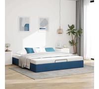 Vidaxl Cadre De Lit Ottoman Sans Matelas Bleu 180x200 Cm Tissu Bleu