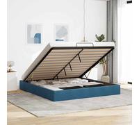 Vidaxl Cadre De Lit Ottoman Sans Matelas Bleu Foncé 160x200 Cm Velours Bleu