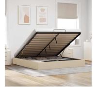 VidaXL Cadre de lit ottoman sans matelas crème 200x200 cm tissu, cadre de lit, cadre de lit rembourré, cadre de lit ottoman 3310908