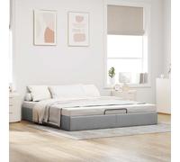 Vidaxl Cadre De Lit Ottoman Sans Matelas Gris Clair 180x200 Cm Tissu Gris