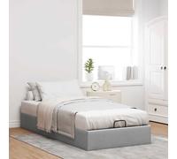 Vidaxl Cadre De Lit Ottoman Sans Matelas Gris Clair 90x200 Cm Tissu Gris