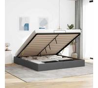 vidaXL Cadre de lit Ottoman sans Matelas Gris foncé 160x200 cm Tissu, Cadre de lit, Cadre de lit rembourré, Cadre de lit Ottoman Double