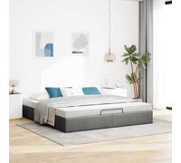Vidaxl Cadre De Lit Ottoman Sans Matelas Gris Foncé 180x200 Cm Tissu Gris