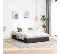 vidaXL Cadre de lit ottoman sans matelas marron foncé 140x190 cm tissu