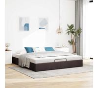 Vidaxl Cadre De Lit Ottoman Sans Matelas Marron Foncé 180x200 Cm Tissu Marron