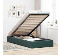 vidaXL Cadre de lit Ottoman sans Matelas Vert foncé 90x200 cm Velours, Cadre de lit, Cadre de lit Ottoman, Cadre de lit avec Rangement sous Le lit
