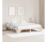Cadre de Lit Naturel Bois de pin massif 180 x 200 cm Simple 872935