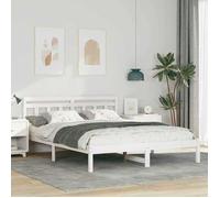 vidaXL Cadre de lit plateforme en bois de pin massif, blanc, 140 x 200 cm. Super solide et durable. Fini mat. Pas besoin 872372