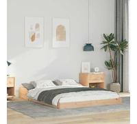 vidaXL Cadre de lit Plateforme en Bois de pin Massif Naturel 140 x 190 cm pour l'intérieur, Style Moderne, Marron. Pas Besoin de sommier, Construction Solide, Assemblage nécessaire, Matelas Non inclu