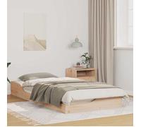 vidaXL Cadre de Lit Plateforme en Bois de Pin Naturel 100 x 200 cm, Finition Mat Marron, Inclut un Tiroir de Nuit 873385