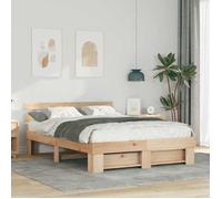 vidaXL Cadre de lit plateforme marron 160 x 200 cm en bois de pin massif. Pas besoin de sommier. Fini naturel 872476
