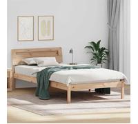 vidaXL Cadre de lit plateforme marron 90 x 190 cm en bois de pin massif. Éclairage LED d'ambiance avec une têtière alimentée 872800