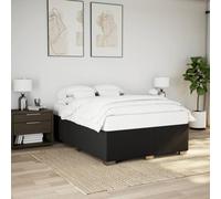 vidaXL Cadre de Lit Plateforme Rembourré en Tissu Noir 140x190 cm - Sommier Inclus - Meuble de Chambre à Coucher Double