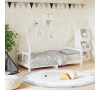 vidaXL Cadre de Lit pour Enfants, Lit Simple avec Sommier à Lattes, Meuble de Chambre à Coucher, Scandinave, Blanc 80x160 cm Bois de Pin Massif