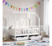 vidaXL Cadre de lit pour enfant et tiroirs 80x160cm bois de pin massif, lit pour enfant, lit simple pour enfant, lit maison 3302042 Or