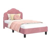 vidaXL Cadre de lit pour enfants avec tête de lit Rose 80 x 160 cm, Design de chambre, formes rectangulaires, styles modernes, matériaux durables, pour un mode de vie contemporain et des espaces de dé