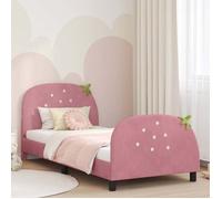 Vidaxl Cadre De Lit Pour Enfants Avec Tête De Lit Rose 90 X 190 Cm