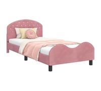 vidaXL Cadre de lit pour Enfants avec tête de lit Rose 90 x 190 cm, Chambre Moderne, lit rectangulaire en Bois Solide, Design Minimaliste, Solution de Sommeil stylée