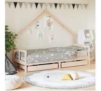 vidaXL Cadre de Lit pour Enfants avec Tiroirs, Lit Simple avec Sommier à Lattes, Meuble de Chambre à Coucher, Scandinave, 834549