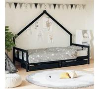vidaXL Cadre de Lit pour Enfants avec Tiroirs, Lit Simple avec Sommier à Lattes, Meuble de Chambre à Coucher, Scandinave, 834554 Noir G