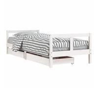 Vidaxl Cadre De Lit Enfant Tiroirs Blanc 80x200 Cm Bois De Pin Massif