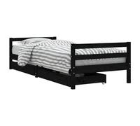 Vidaxl Cadre De Lit Enfant Tiroirs Noir 80x200 Cm Bois De Pin Massif