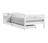 vidaXL Cadre de Lit pour Enfants avec Tiroirs, Lit Simple avec Tête de Lit et Pied de Lit, Meuble de Chambre, Scandinave, Blanc 80x200 cm Bois de Pin Massif