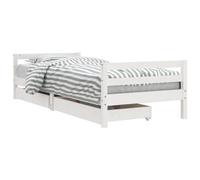 vidaXL Cadre de Lit pour Enfants avec Tiroirs, Lit Simple avec Tête de Lit et Pied de Lit, Meuble de Chambre, Scandinave, Blanc 90x190 cm Bois Pin Massif