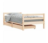 vidaXL Cadre de Lit pour Enfants avec Tiroirs, Lit Simple avec Tête de Lit et Pied de Lit, Meuble de Chambre, Scandinave, Marron 80x160cm Bois de Pin Massif