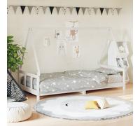 vidaXL Cadre de Lit pour Enfants, Lit Simple avec Sommier à Lattes, Meuble de Chambre à Coucher, Scandinave, Blanc 90x200 cm Bois de Pin Massif