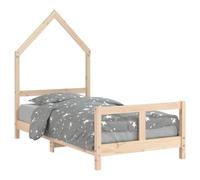 vidaXL Cadre de Lit pour Enfants, Lit Simple avec Sommier à Lattes, Meuble de Chambre à Coucher, Scandinave, Marron 80x160 cm Bois de Pin Massif