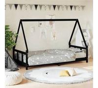 Vidaxl Cadre De Lit Pour Enfants Noir 90x200 Cm Bois De Pin Massif