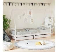 vidaXL Cadre de Lit pour Enfants, Lit Simple avec Sommier à Lattes, Meuble de Chambre à Coucher, Scandinave, Blanc 80x200 cm 834466 Blanc G