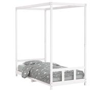 vidaXL Cadre de Lit pour Enfants, Lit Simple avec Sommier à Lattes, Meuble de Chambre à Coucher, Scandinave, Blanc 90x190 cm Bois de Pin Massif