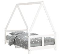 vidaXL Cadre de Lit pour Enfants, Lit Simple avec Sommier à Lattes, Meuble de Chambre à Coucher, Scandinave, Blanc 80x160 cm Bois de Pin Massif